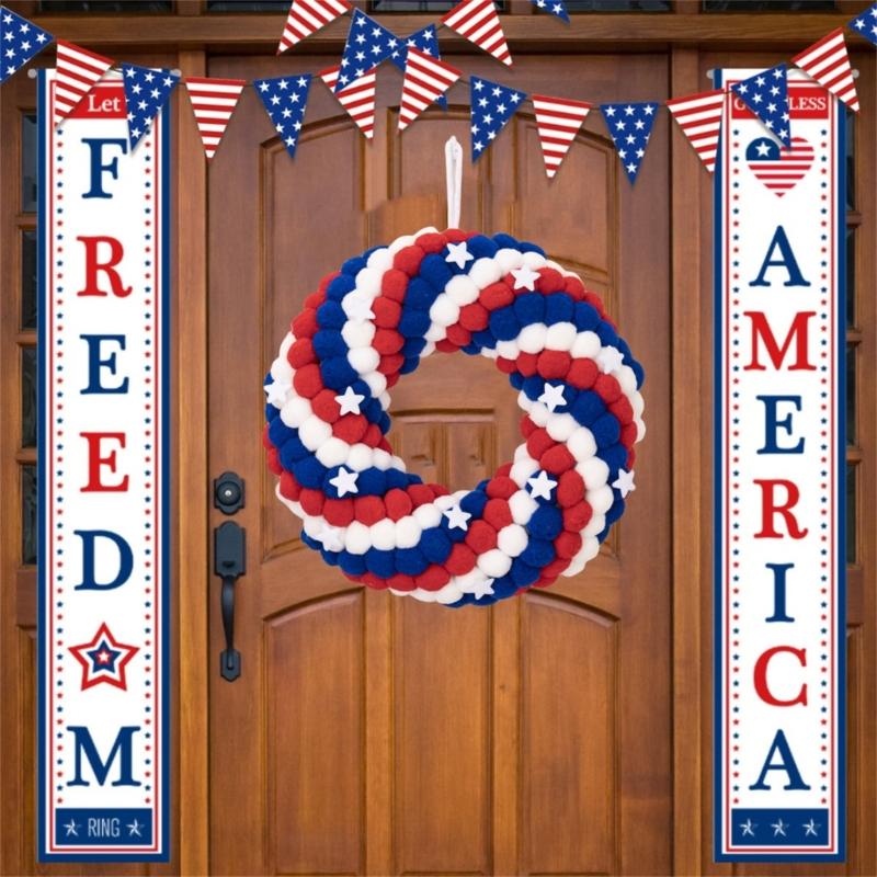 4th of Julys Wreath Patriotics Wreath Independences Day Wreath for Front Door Memorials Day Americana Wreath Wall Decors