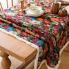 Verdickte Tischdecke aus Baumwolle und Leinen mit Ölgemälde-Stil und floralem High-End-Feeling für das Esszimmer