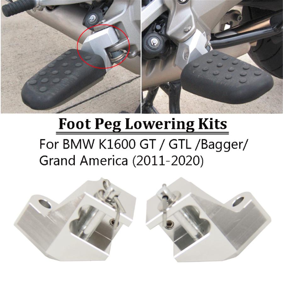 

For 2011-2020 BMW K1600GT GTL & Bagger Foot Peg Footpeg Lowering Kit Silver 2x