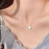 Luxury Silver Plated White Round Moonstone Pendant Necklaces for Women Fashion Jewelry Choker Clavicle Chain Short Charm