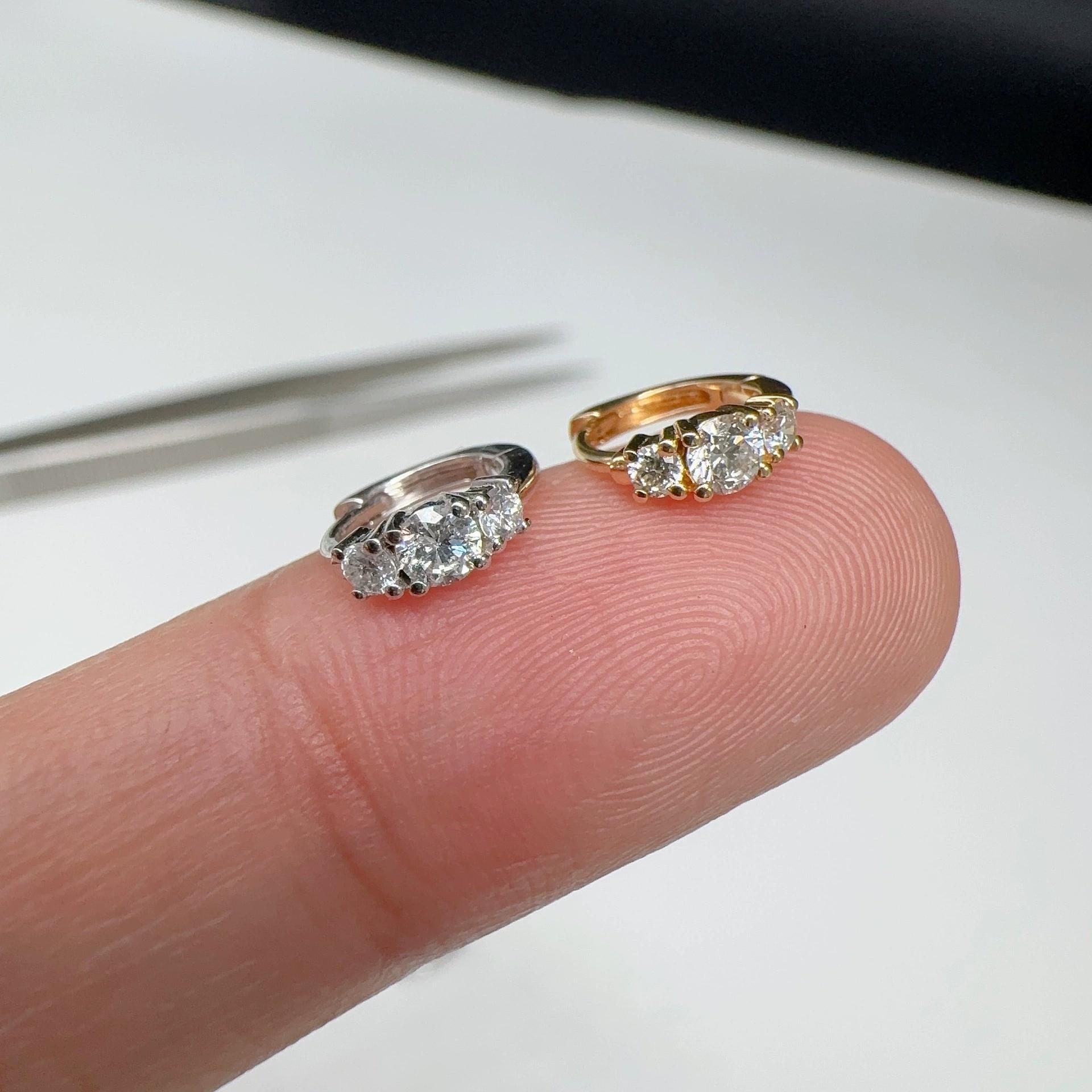 E1475-S925 Sterling Silver Plated 18K Gold Zircon Mini Simple Earrings Hoops Basic Stacking