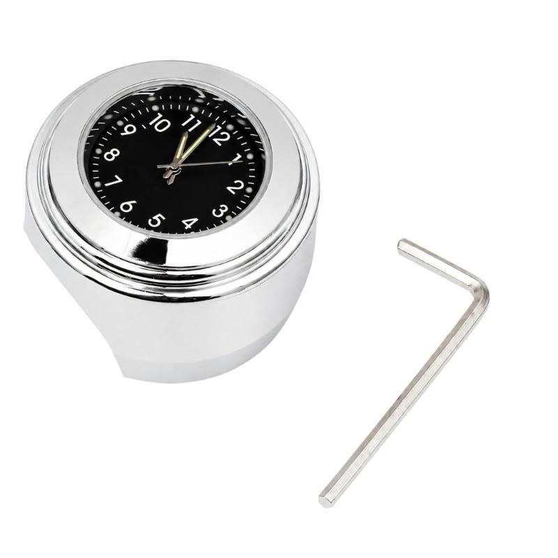 Handlebar Clock Timepiece for Motorcycles, Analog Bar-Fit Clock for 22-25.4 Mm Bars and Daily Travel Road Use Access