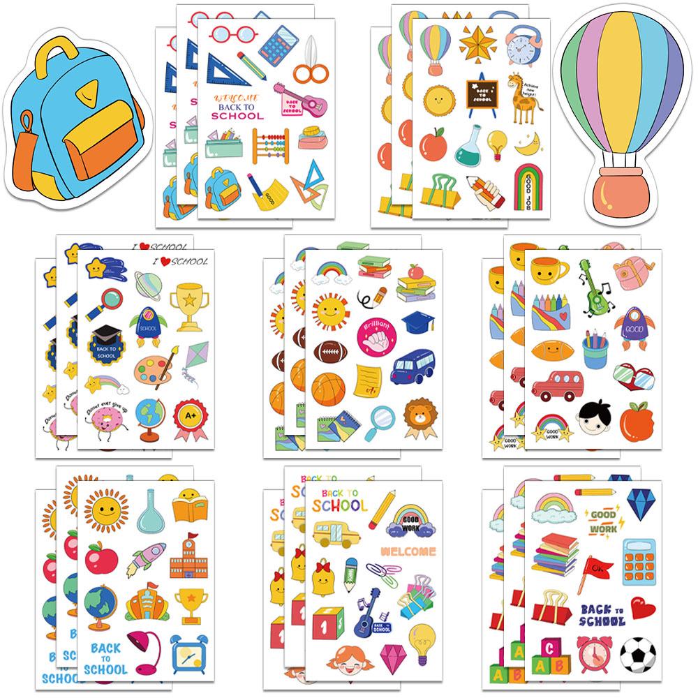 

8-Sheet Cartoon Back-to-School Reward Stickers for Phone Cases and Notebooks