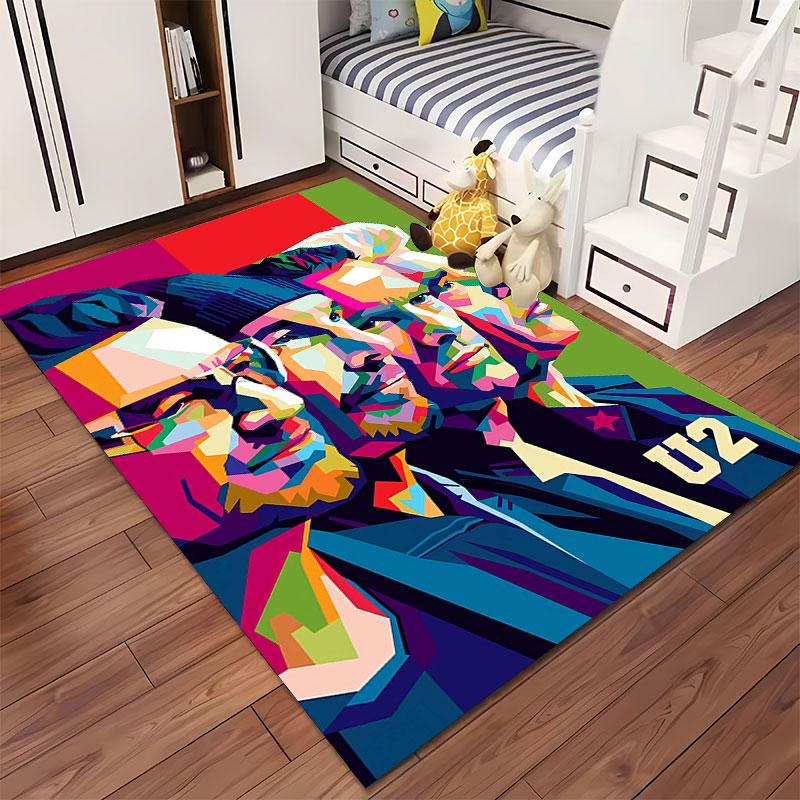 Colorful Abstract U2 Portrait Suitable As a Non-slip Mat for the Living Room or Bedroom Sofa