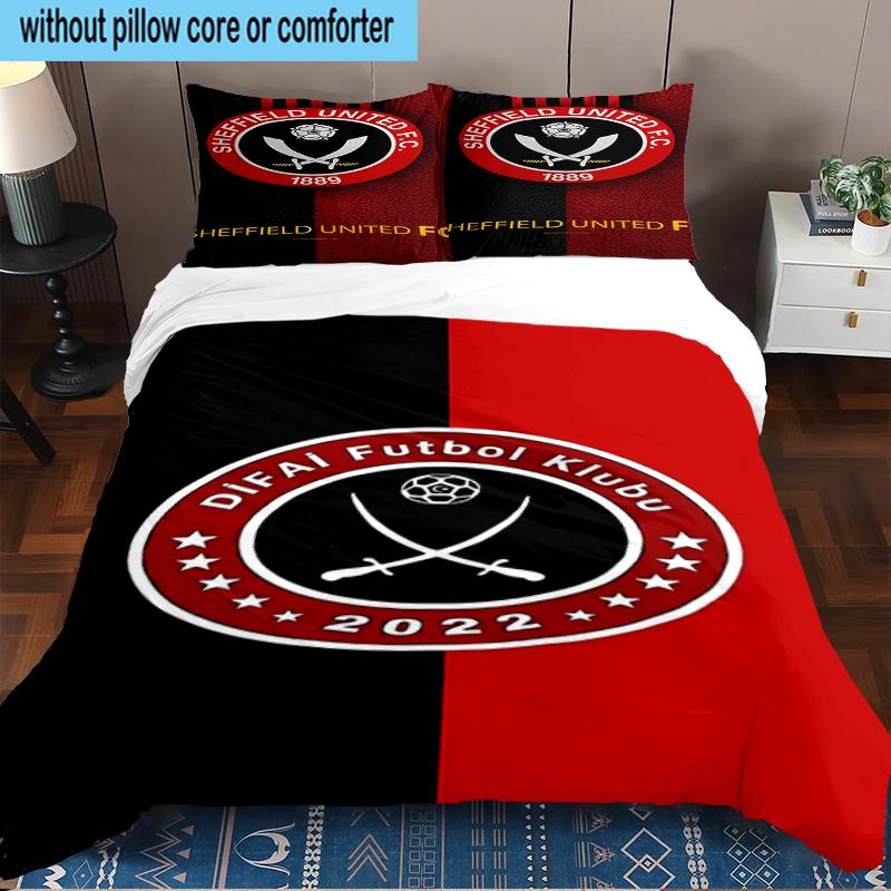 3PCS Global Football Club Sheff Bedding Set,Including 1pc Duvet Cover And 2pcs Pillowcases Perfect for Bedroom, Dormitory, Fan Christmas gift