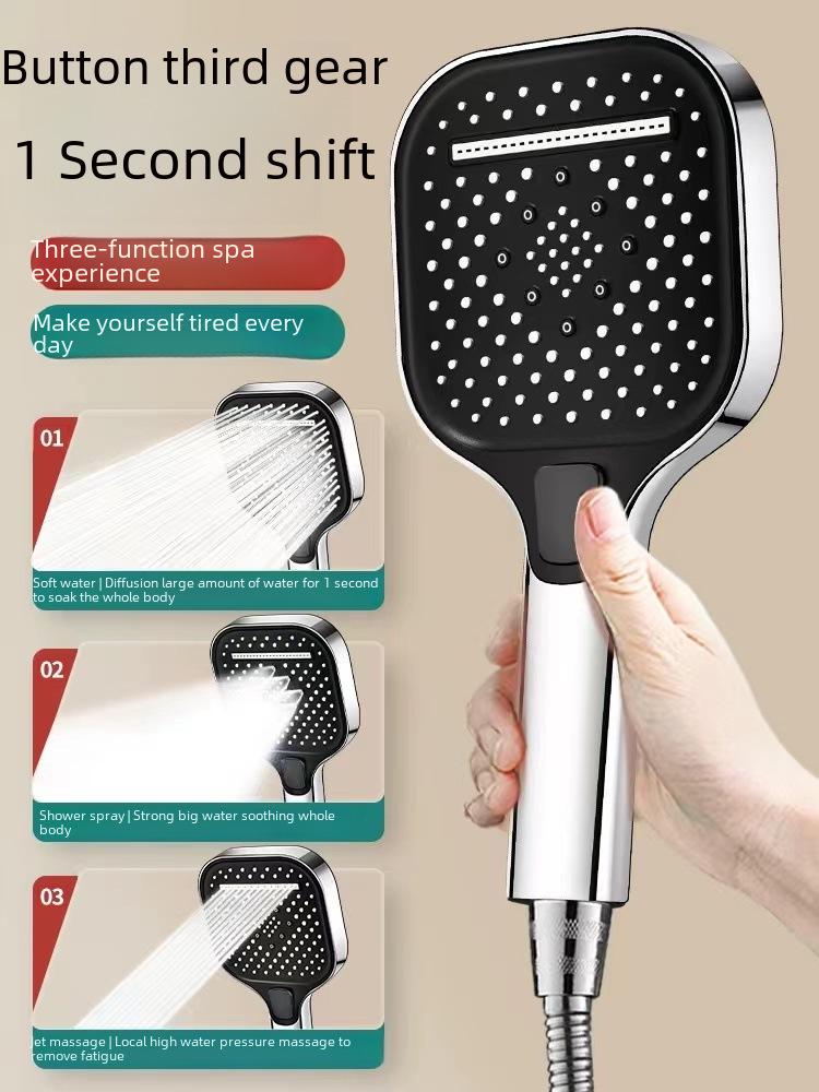 Square Handheld Pressurized Rain Shower Head for Bathroom