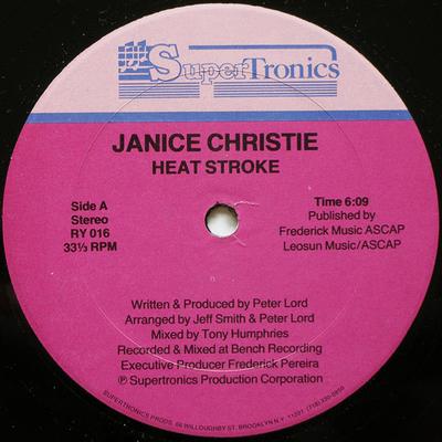 12-Zoll-Schallplatte JANICE CHRISTIE - Heat Stroke RY016 Supertronics 1986 US Dance & Electronica Gebraucht