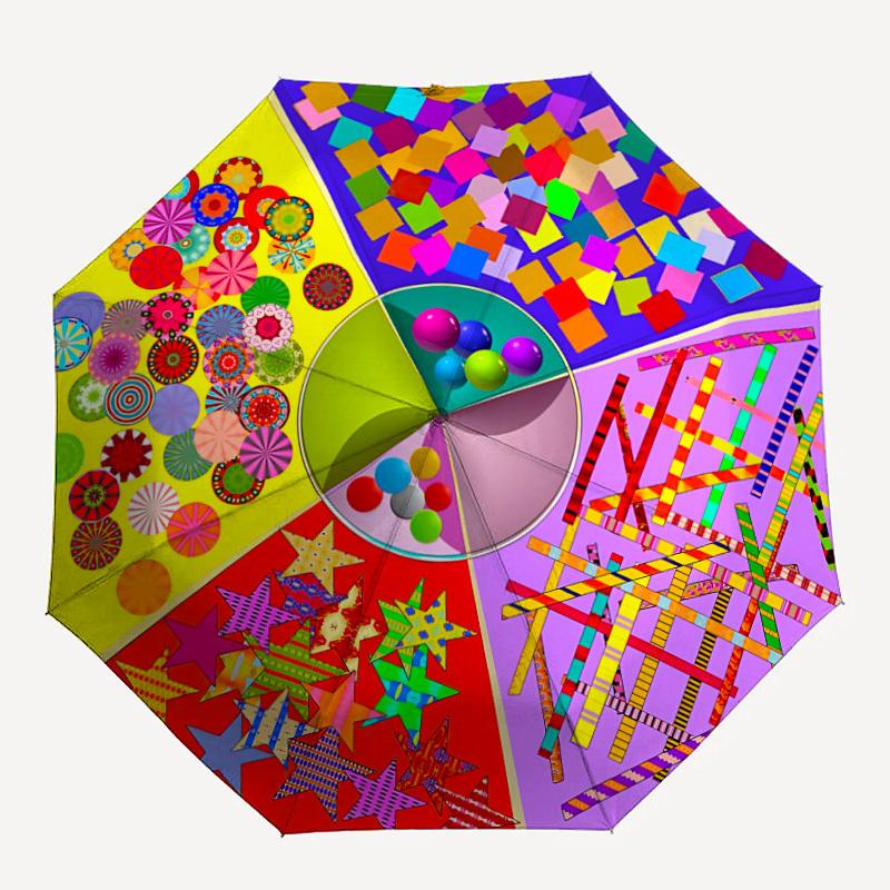 1pc Colorful Shapes Automatic Folding Umbrella - Portable Collapsible Design, 8-Rib Iron Frame, Durable Fabric yy251125213