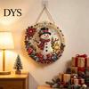 Christmas Tree Hanging Ornaments Xmas Snowman Ornament, Round Acrylic Santa Reindeer Seasonal Party Decor Door Sign for Festive Window Wall