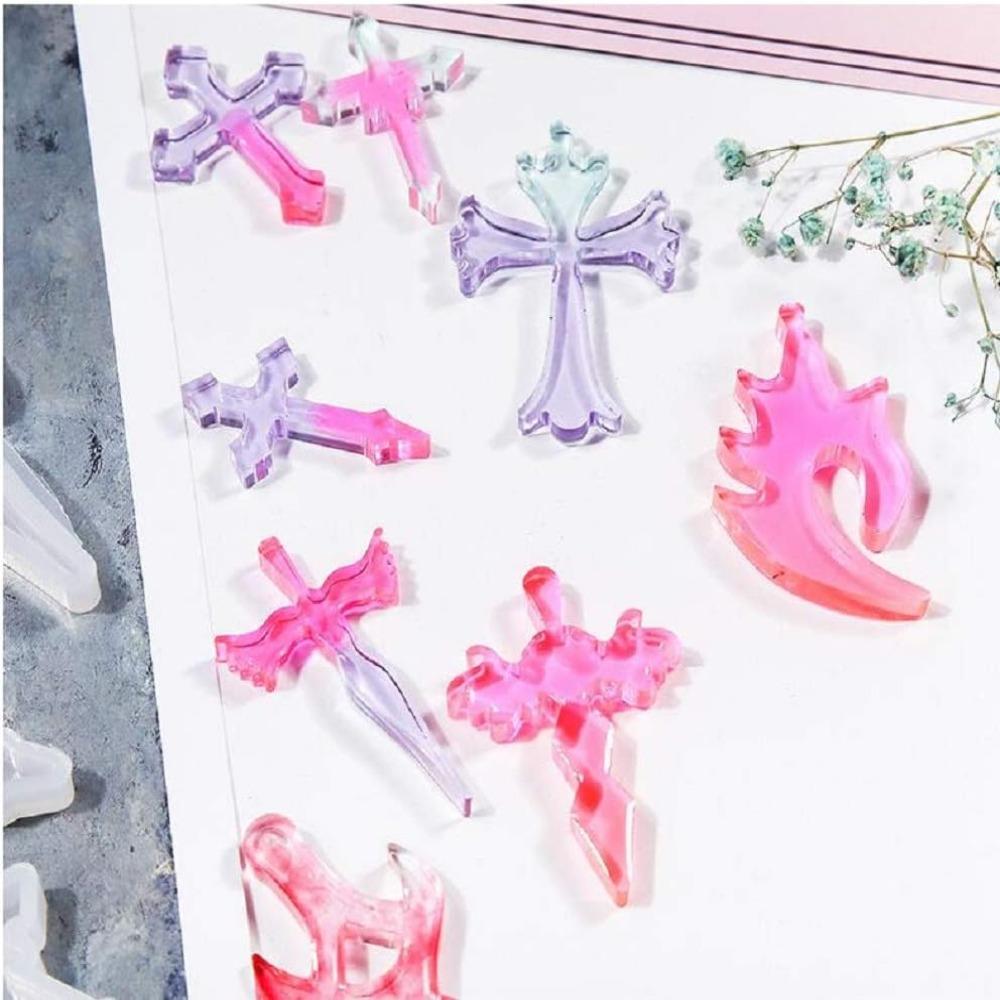 5pcs White Silicone Molds Set Silicone Cross Shape Silicone  Jewelry Making