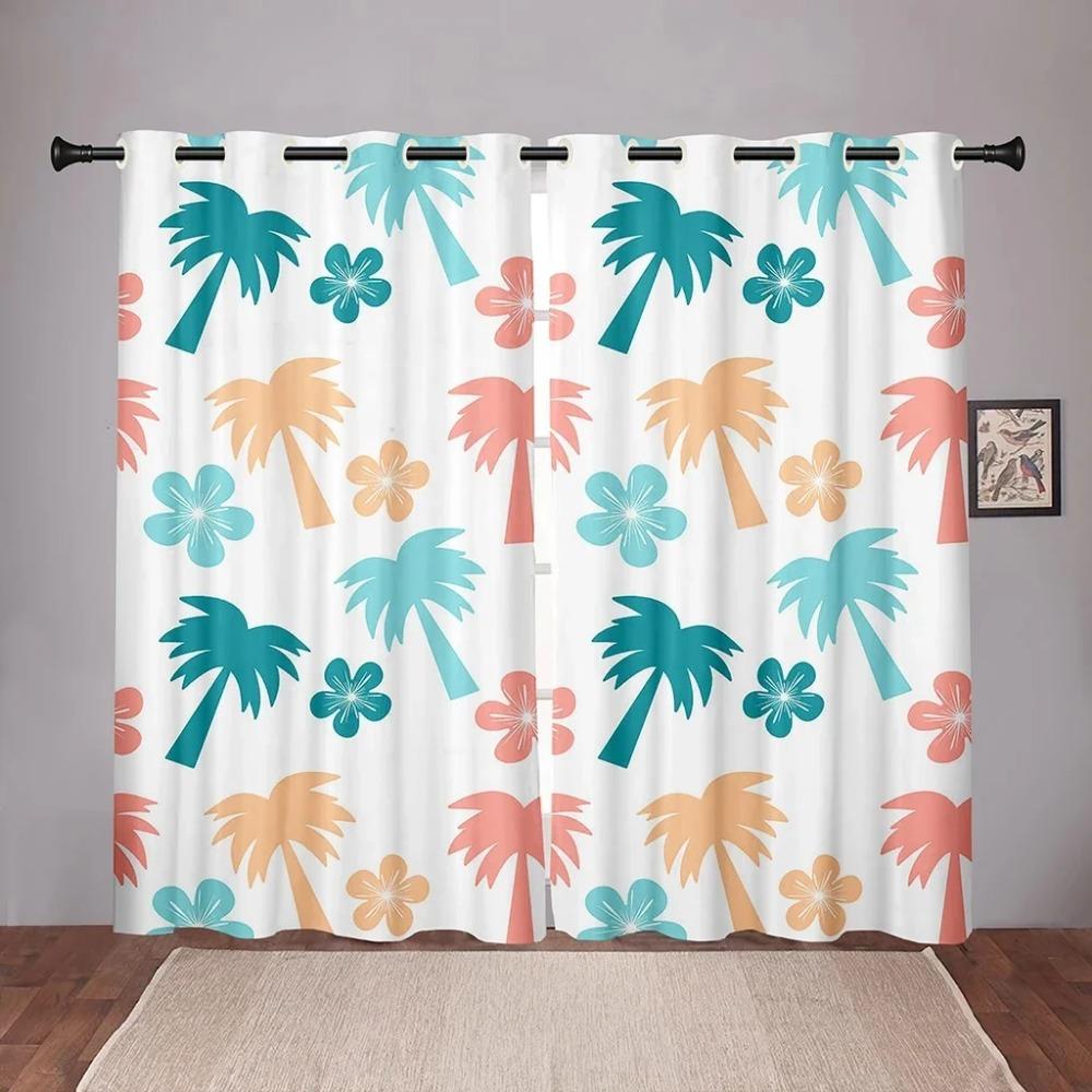 Cartoon Kokospalme im Angebot Verdunkelungsvorhang für Schlafzimmer Wohnzimmer Badezimmer Küche Tür Hohe Verdunkelung Neues Muster
