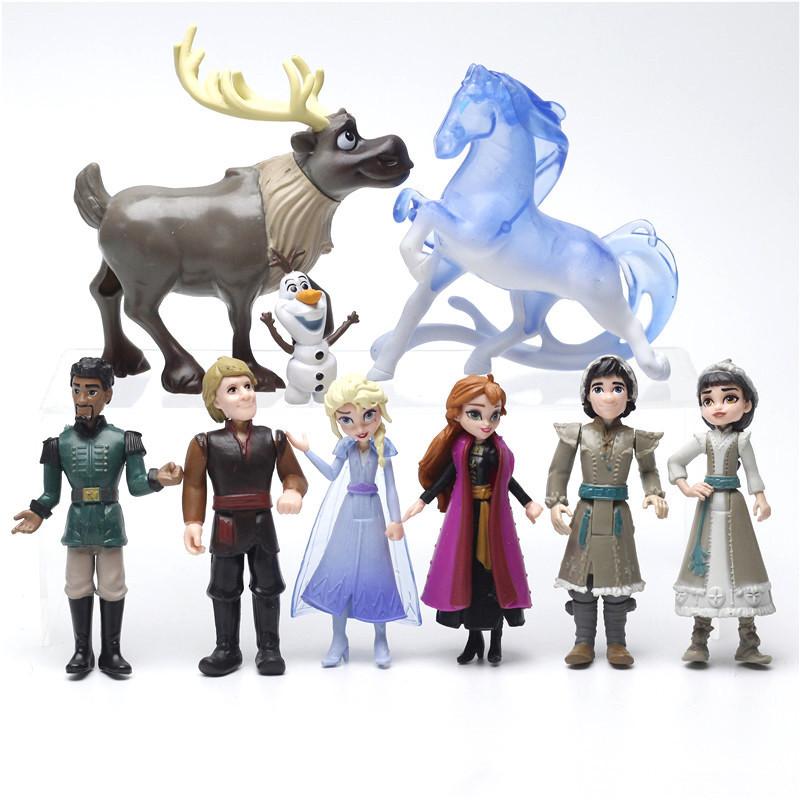 9 Pieces/Set Disney Frozen 2 Snow Queen Elsa Anna PVC Action Figure Olaf Kristoff Sven Animation Doll Statue Decoration 9pcs