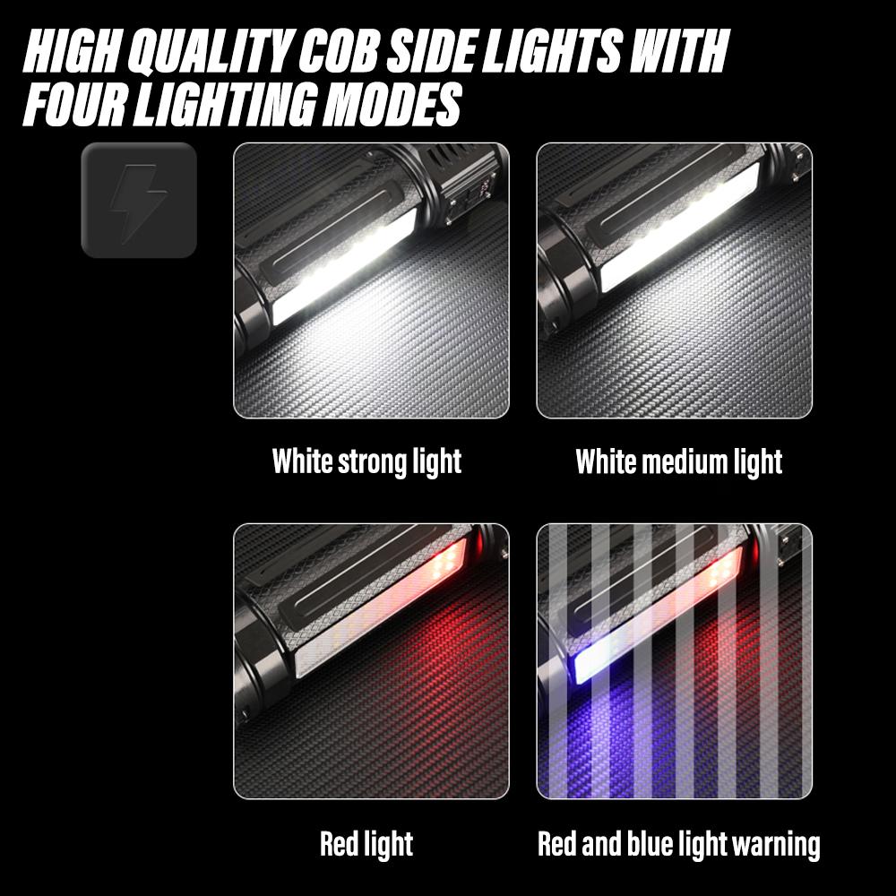 Super Bright Aluminum Alloy LED Flashlight With 60W High Power White Laser Beads With 5400 MAh High Capacity Lithium Battery