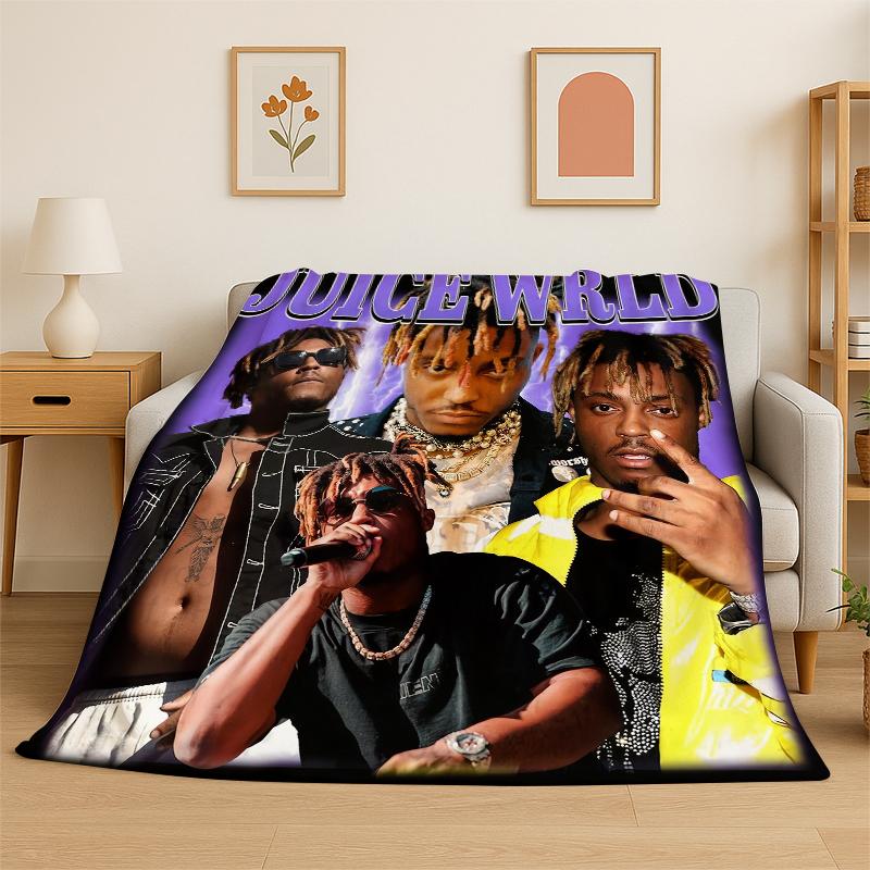 Retro Juice WRLD 999 Legend Rapper Star Flannel Blanket Soft Warm Throw Blanket for Bedroom Living Room Bed Travel Camping 75X95CM