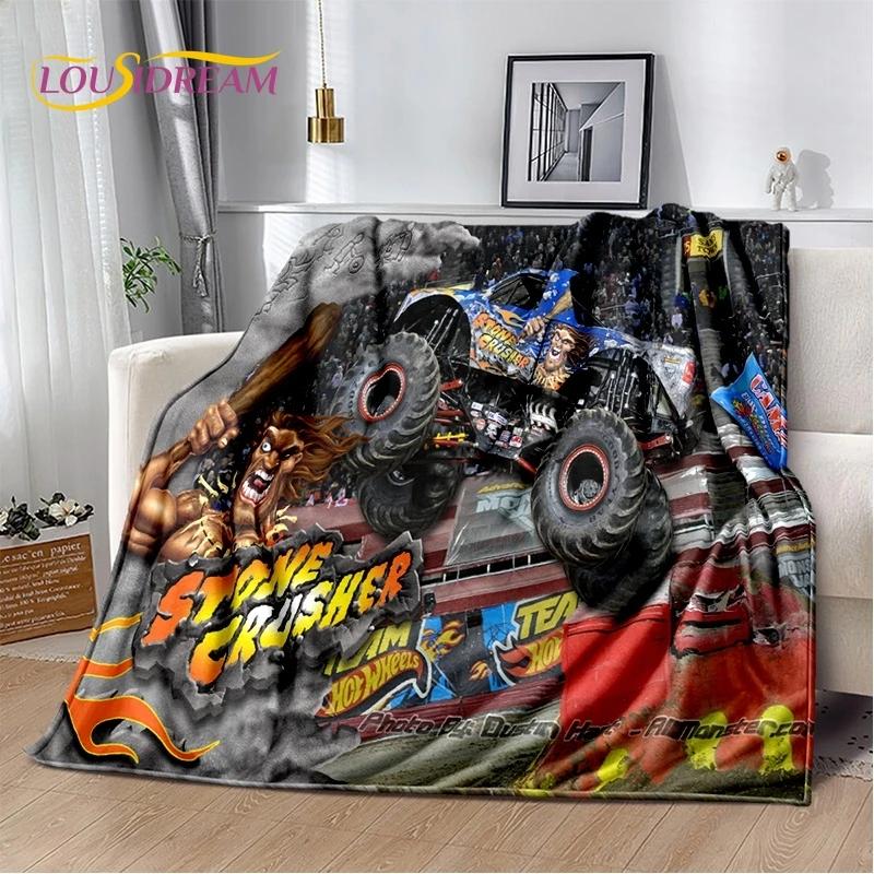 Monster Truck 3D Monster Jam Cartoon Soft Flannel Blanket for Bed Bedroom Sofa Picnic,Throw Blanket for Outdoor Leisure Nap Gift