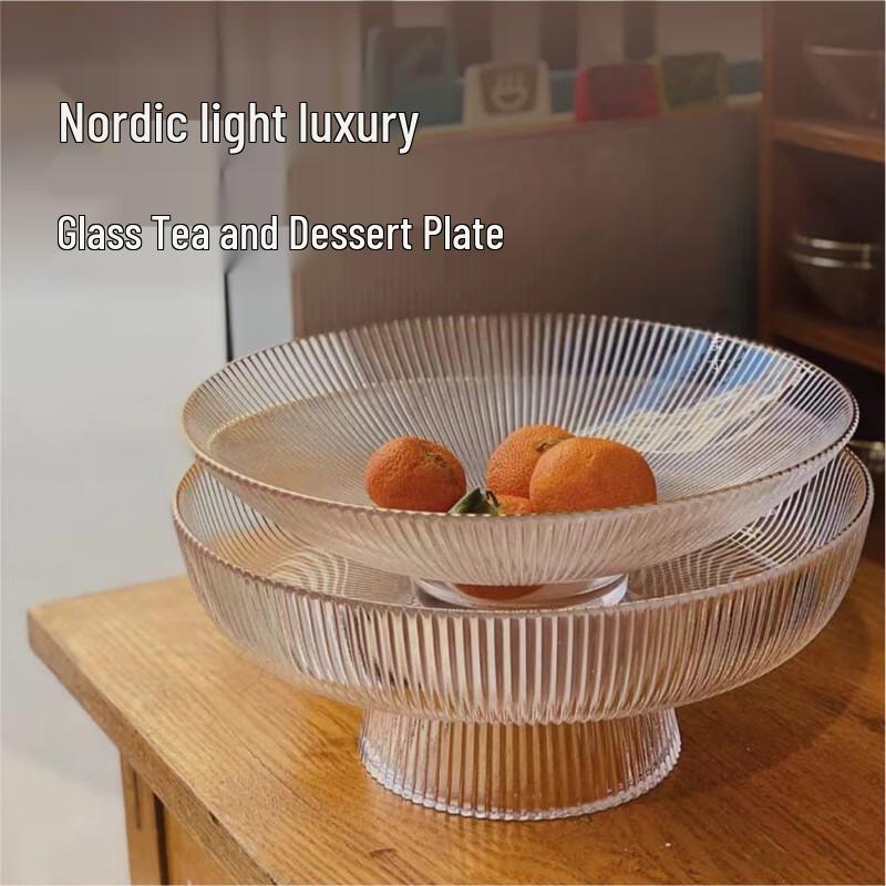 

Light Luxury Gold-Rimmed Glass Fruit Bowl