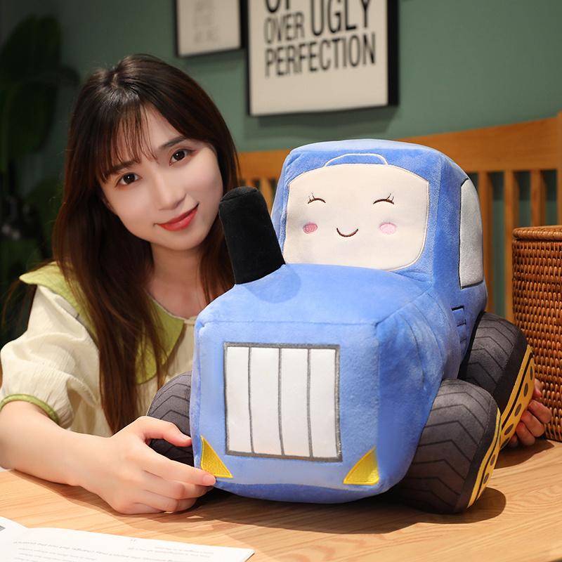3045cm Traktor Auto Cartoon Plüschkissen Stofftier Transportkissen Blau Gelb Rot Plüschtier Sofa Stuhl Dekor Geschenk