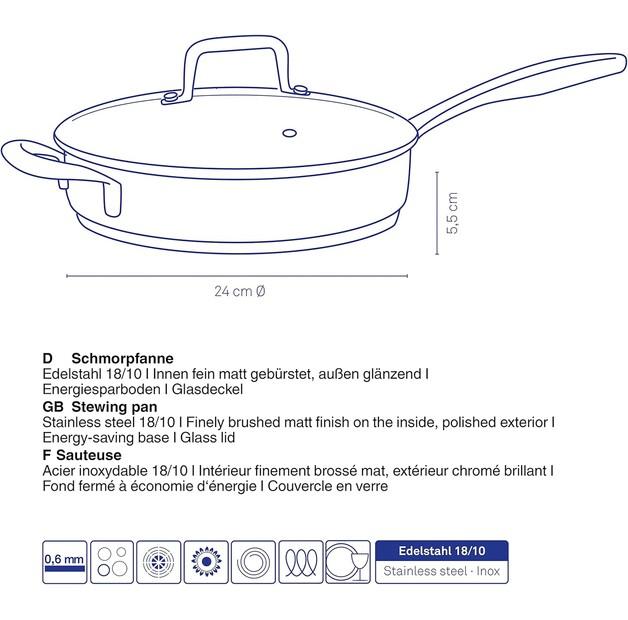 Kela Flavoria Frying Pan with Lid 24 Cm (10185)
