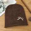 Sweet and Cute Bow Embroidered Drawstring Cold Hat Autumn and Winter Fashion Versatile Pullover Hat Windproof and Warm Wool Hat Korean
