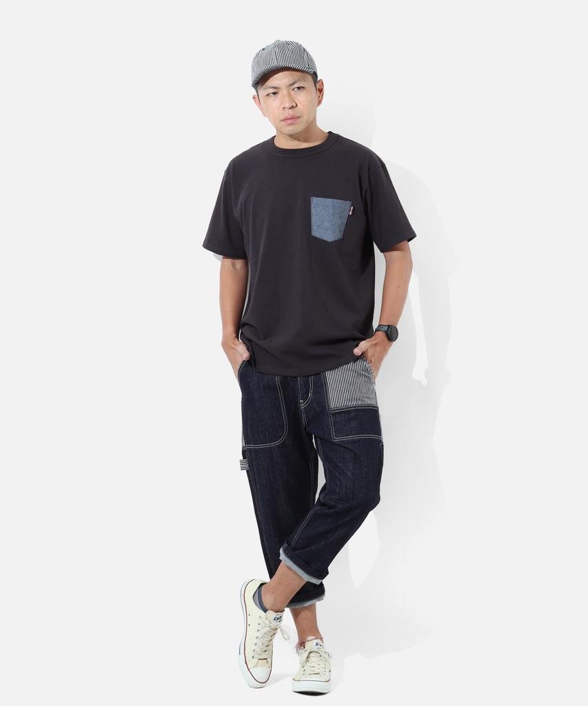 KOJIMA GENES Gardening Cropped Pants Men Okayama Denim Bottoms Work Pants Outdoor One Wash Indigo and Hickory Size 34 RNB-1419