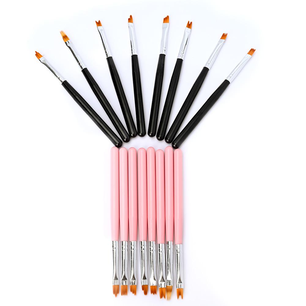 8pcs/set Black Acrylic Nail Art Painting Pens for Nail Design Soft Slender Brush Gradient Gel Drawing DIY Brush Manicure Tool