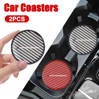 Car Water Coaster Cup Carbon Fiber PVC Coaster Mat Non-slip Accessories For E30 E34 E36 E39 E46 E52 E53 E60 E61 E62 E70 E71