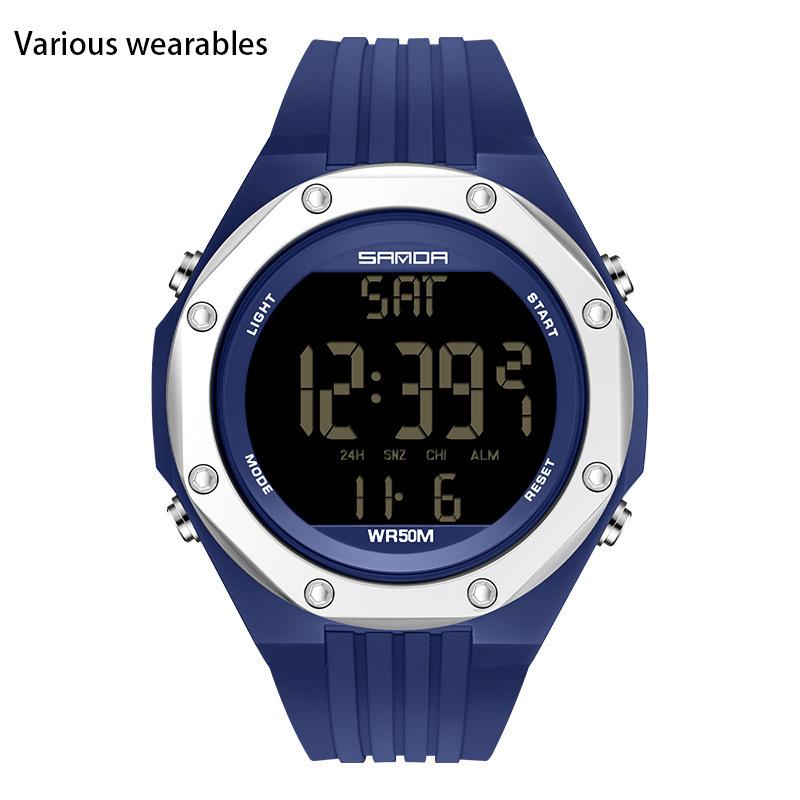 Neue elektronische Uhr mit Einzeldisplay, Kaltlicht-Digitaluhr, einfache, multifunktionale, wasserdichte elektronische Uhr für Outdoor-Sportarten
