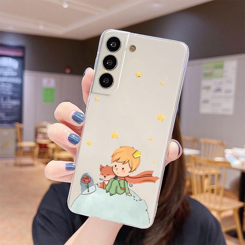 Průhledný kryt pro Samsung Galaxy S22 S20 FE S21 S10 S9 Plus Note 20 Ultra 10 Lite 9 Měkký TPU telefonní obal Kreslený Malý princ
