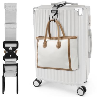 Exshoiu Luggage Hook Strap, J-Hook Luggage Strap for Flight Attendants, Hands-Free Adjustable Travel Luggage Strap with Bag Hook