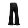 RogueWave Streetwear Schwarz Kleebeschichtete Bootcut für Männer und Frauen Gerade Baggy Lässige Schlaghose Übergröße Locker Denimhose