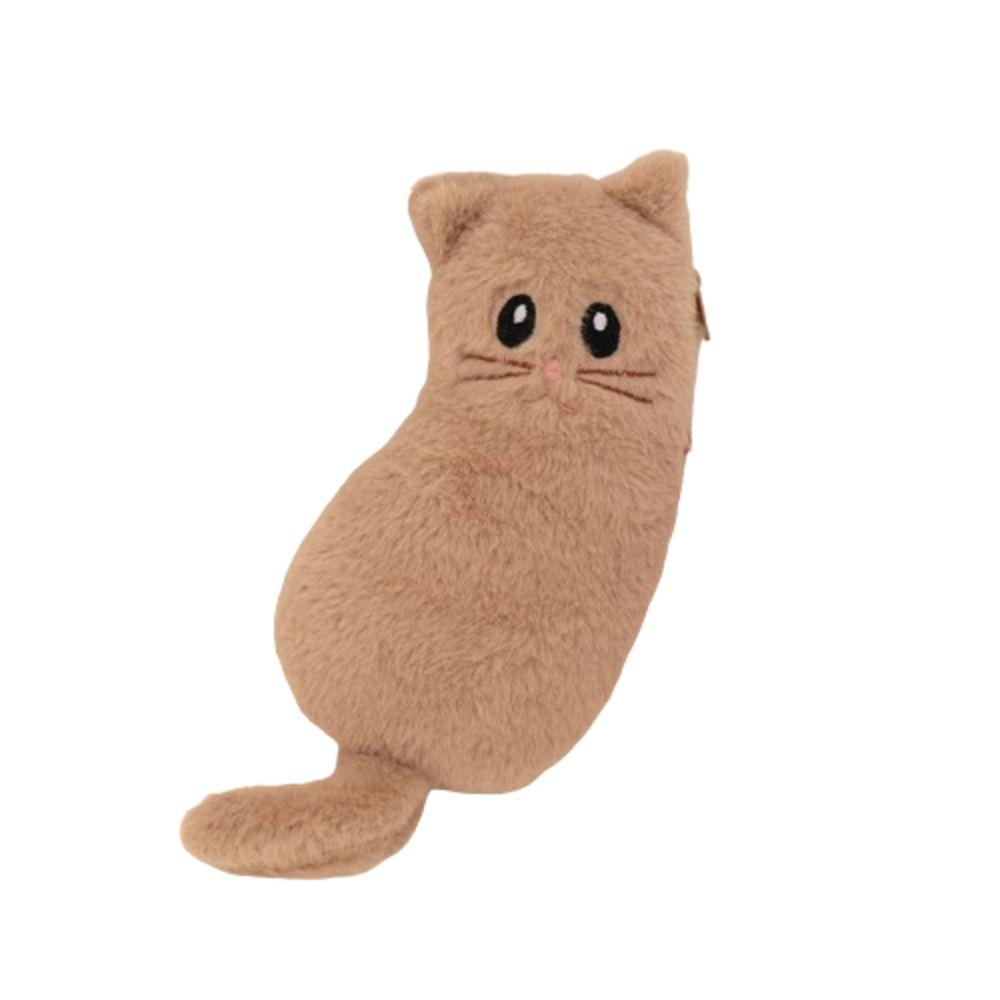 Funny Cat Stationery Storage Bag Kawaii Plush Cat Stationer Bag Plush Cat Pencil Case Student Use