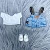 Doll Clothes Outfit Cowboy Overalls Set With Hat Accessory For 17cm Labubu V1V2V3 Cotton Toys Decoration Mini Doll Clothes Party