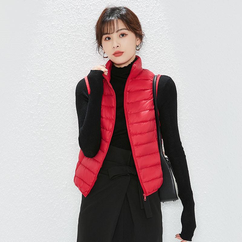 Youjia Dámská lehká vesta s 90% prachovým peřím z bílé kachny - Bez rukávů, hřejivá a stylová pro podzim a zimu