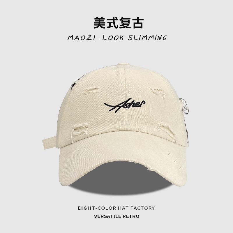 Big head circumference baseball cap women's spring summer hole visor showing face small deep top couple versatile cap