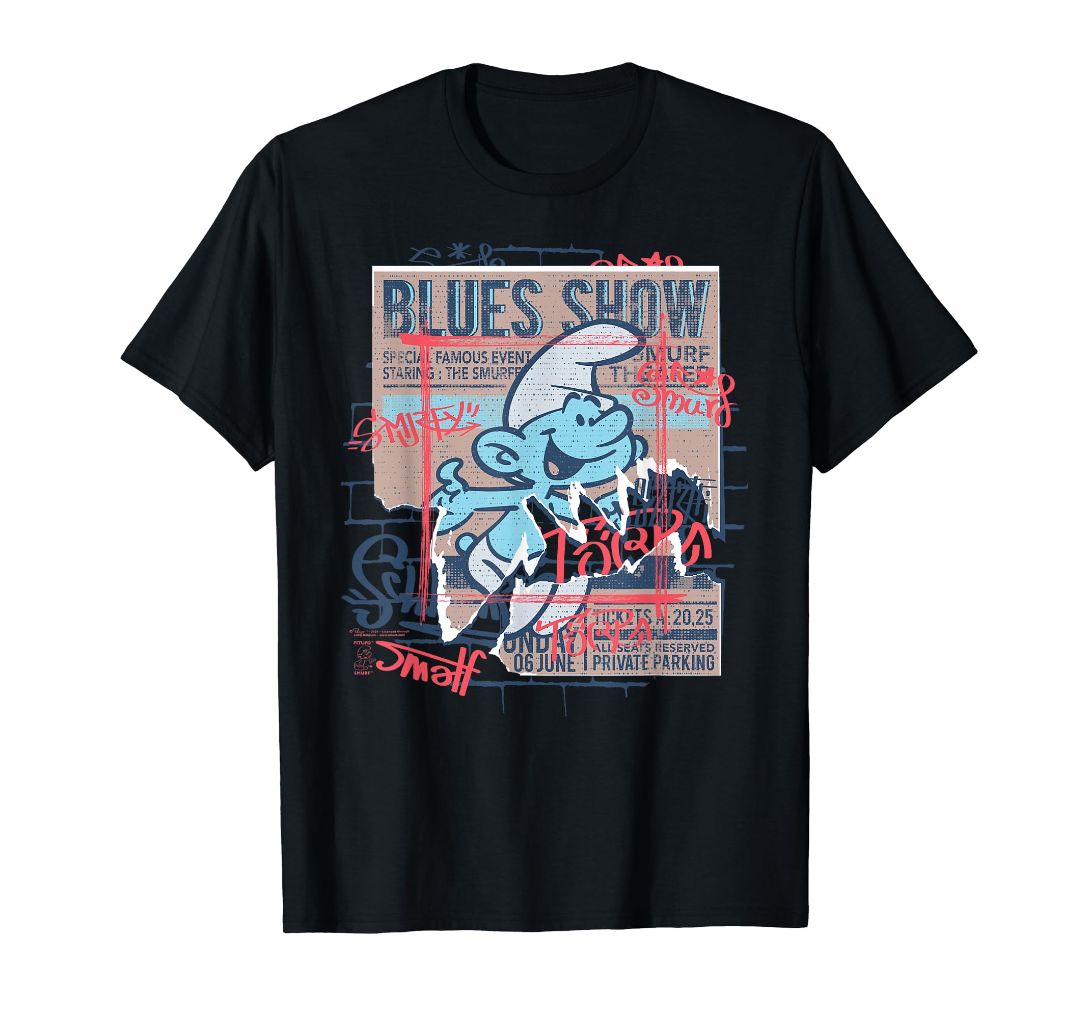 

Smurfs The Smurfs Blues Show Poster Street Art T-Shirt