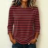 Damen Mode Lässig Bequem Raglanärmel Rundhals Dreiviertelärmel Gestreiftes Muster Pullover T-Shirt Oberteil