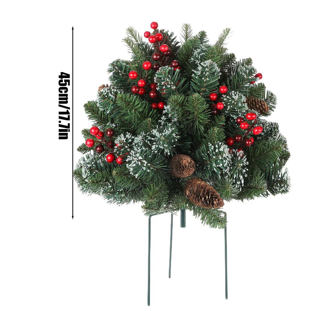 Yard Stakes Christmas Tree Stake With Cones Red Berries Insert Decoration Art Ground Spikes For Spring Porch Backyard Pathway
