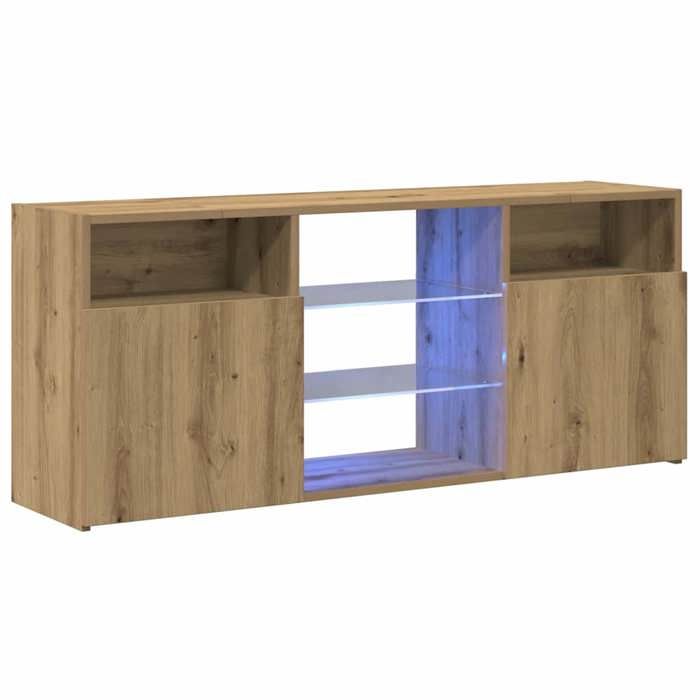 VidaXL TV Cabinet with LED Lights Artisan Oak Engineered Wood, TV Stand, Media Unit, TV Console, Furniture 856352