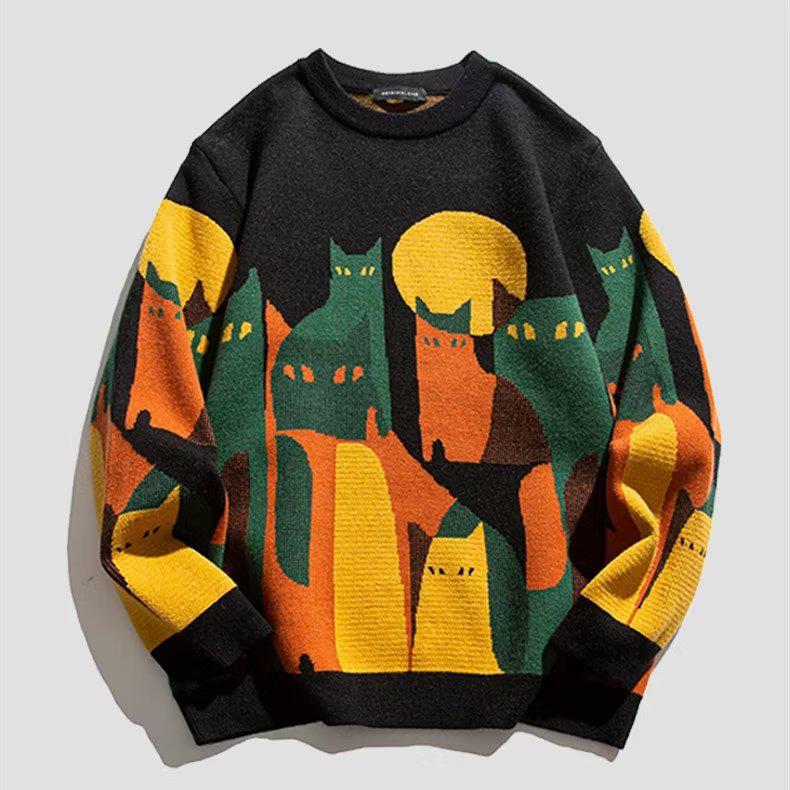 2024 Men's National Trend Round Neck Knit Sweater - Autumn/Winter Collection