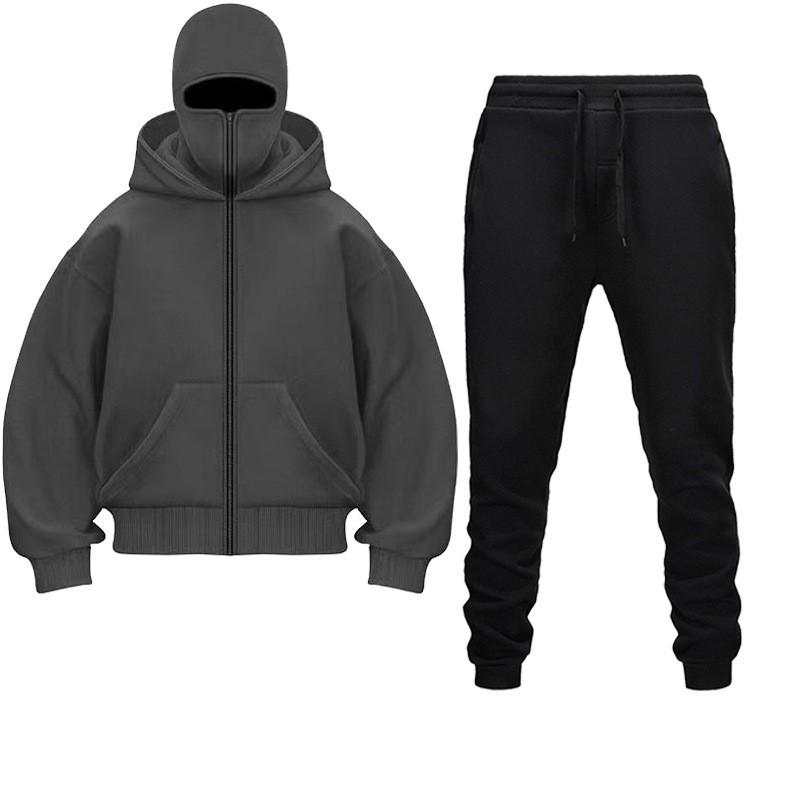 Men Women Hooded Sweatshirt Set Cotton Blend Long Sleeve Tracksuit Casual Sportswear Outfit