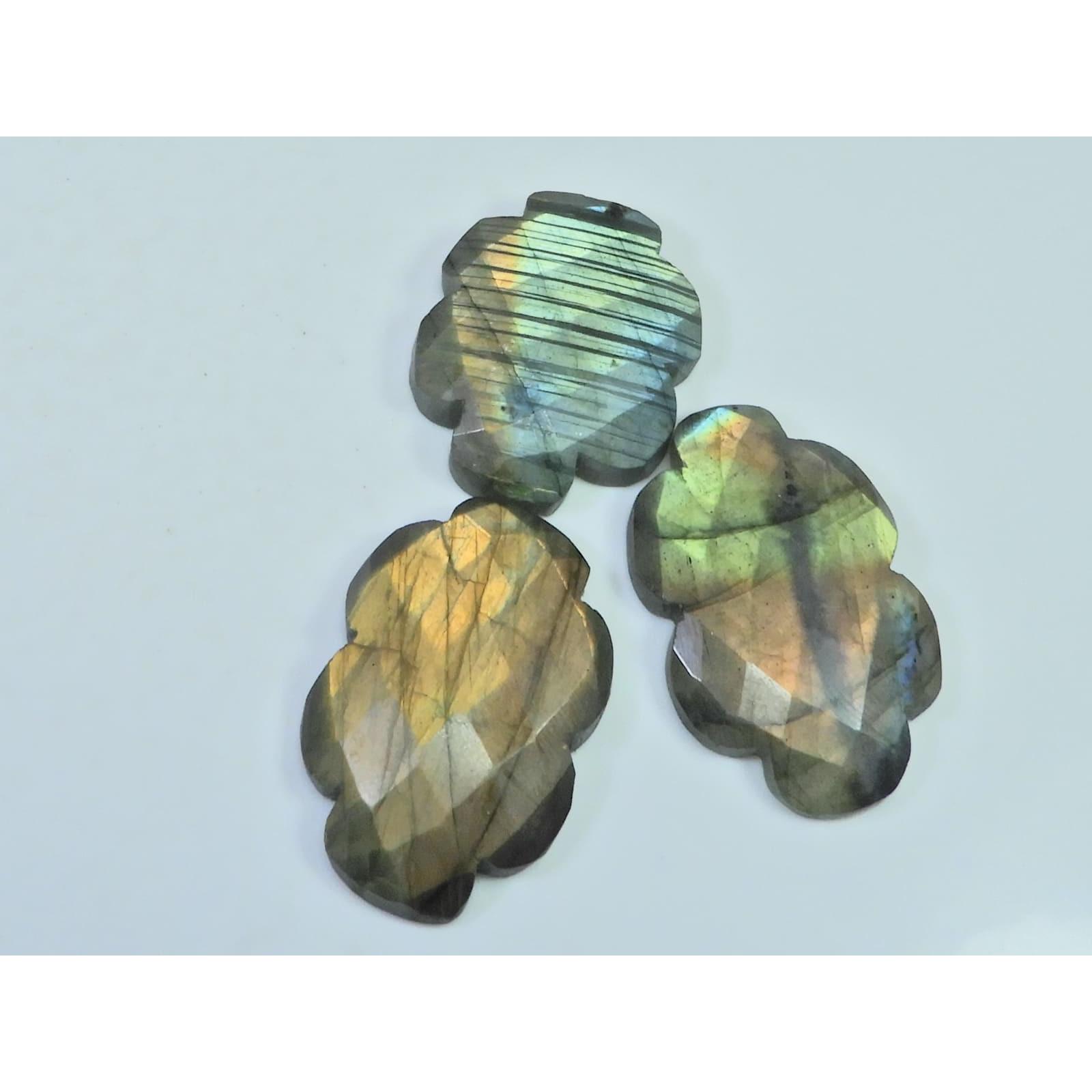 

Natural Labradorite Checker Flat Back Cloud Shape Loose Gemstone 03Pcs Lot C-2060