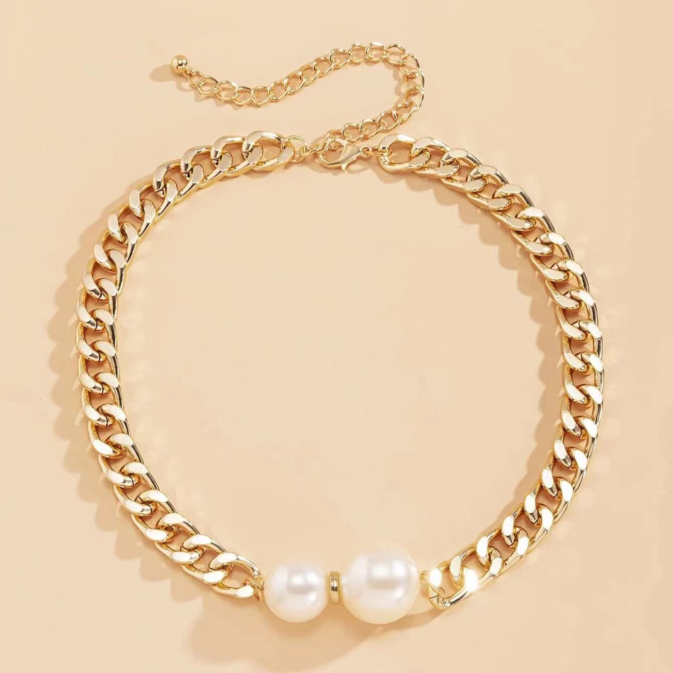 

Women s Necklace Simple and Fashionable Imitation Pearl Chain Necklace Punk Rock Style Women s Necklace Suitable for Daily and Party Wear