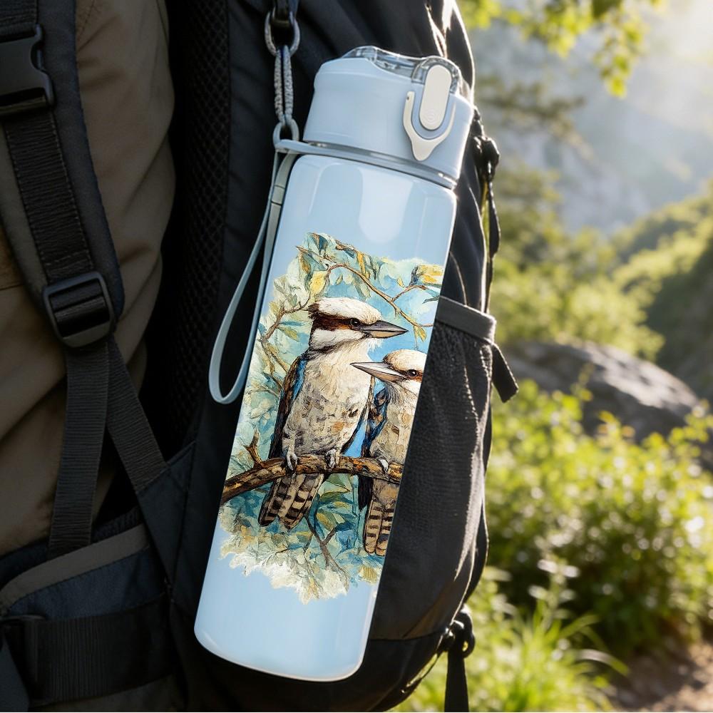 1PC Group Birds On Tree Branch Print 750ml Color Plastic Sports Water Bottle Leakproof Flip Straw Lid Suitable for Sports Office Home Use