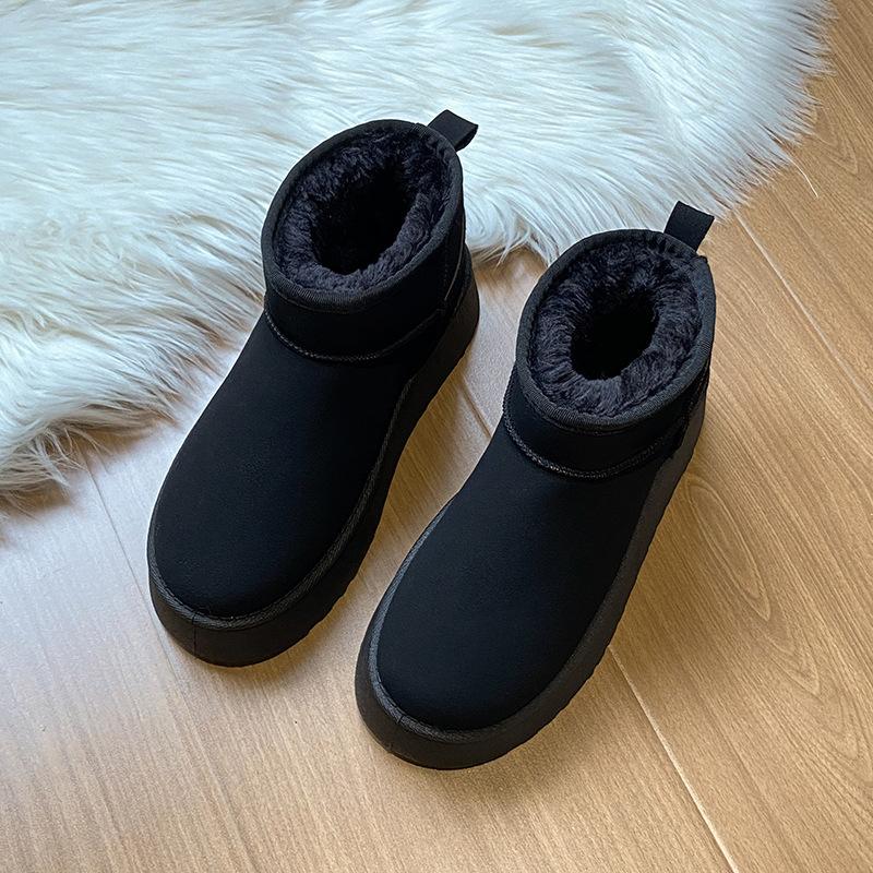 

Зимние ботинки на толстой подошве с увеличением роста женские меховые интегрированные 2024 новые зимние обувь из утолщенного теплого хлопка как у Чжоу Дунъюй 40 чёрный