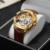 Forsining Official Exclusive Sale Golden Double Side Transparent Modern Design Men Watch Top  Luxury Automatic Wristwatches