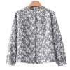 Johnature Women Vintage Shirts Tops Print Floral Stand Long Sleeve Autumn Blouses Button Shirts