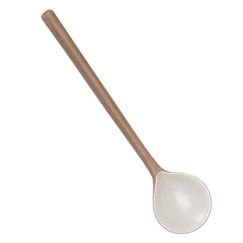 Long Handle Sugar Spoons Ceramic Seasoning Spoon Household Kitchen Dessert Spoons Coffee Stirring Spoon Coffeeware Tableware