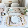 Morandi-Farbe Leder-Tischsets Blumendruck Wasserdicht Geschirr-Isolierpad Leder-Material Hitzeschutz