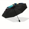 1pc Whimsical Feline Automatic Open/close Folding Compact Cute Umbrella, 8-Rib Sturdy Canopy, Lightweight Portable, Commuting Use,183