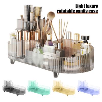 Makeup Organizer Storage Rack with 9 Compartments Large Capacity Transparent 360-Degree Rotating